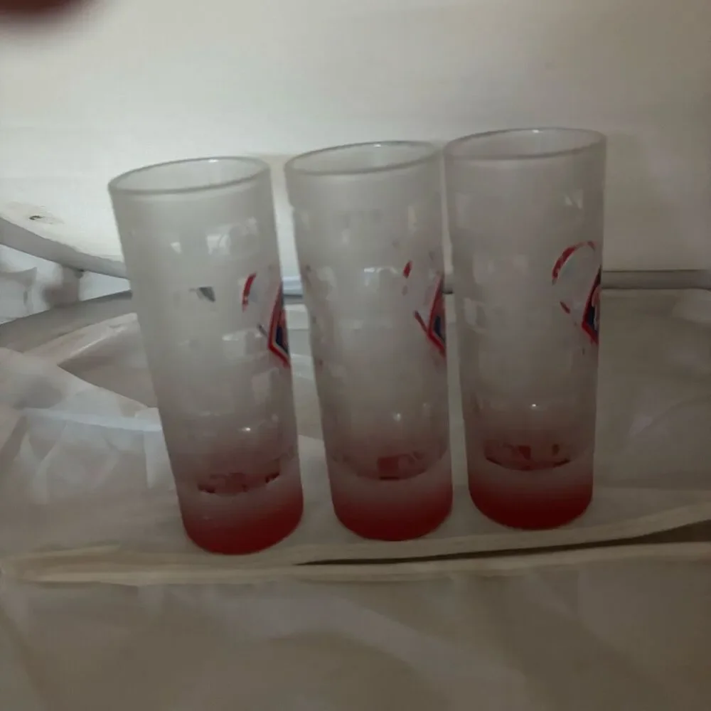 3 Philadelphia Phillies Tall Frosted Glass Shot Glasses
